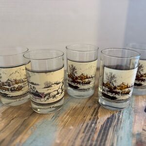 American Farm in Winter Designer Drinkware Set of Five